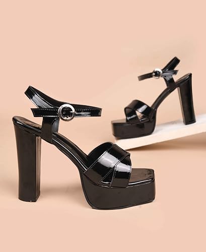 Image of JM LOOKS Women's Platform Block Heel Sandals with Adjustable Strap | High-Heel Sandal | Comfortable and Stylish for Prom Evening Parties & Events