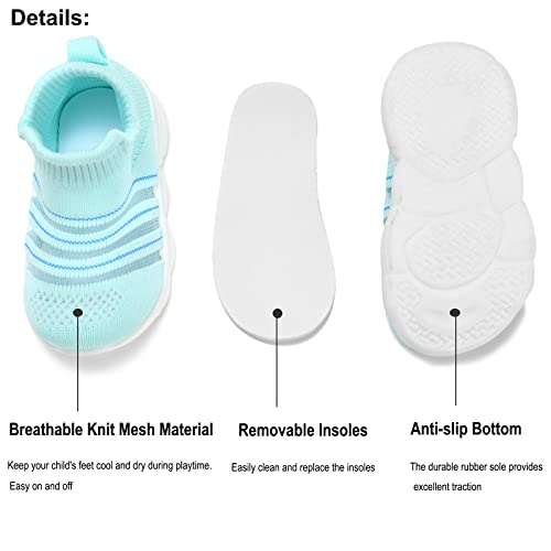Exegawe Baby Shoes For Boys Girls - Infant Toddler First Walkers Non-Skid Slipper Shoes With Rubber Sole Sneaker(N2 Blue Green, Tag13.5/18-24M) #TOP2