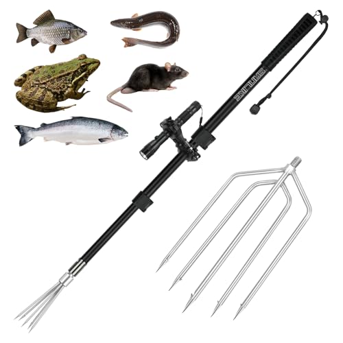 SANLIKE 4ft Fishing Harpoon Spear Gaff Gig Frog Flounder Fork Hook Grey