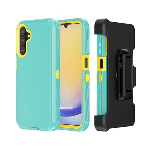 TASHHAR Phone Case for Samsung Galaxy A25 5G case,Heavy Duty Hard Shockproof Armor Protector Case Cover with Belt Clip Holster for Samsung A25 5G Phone Case (Green+Yellow) - image 1