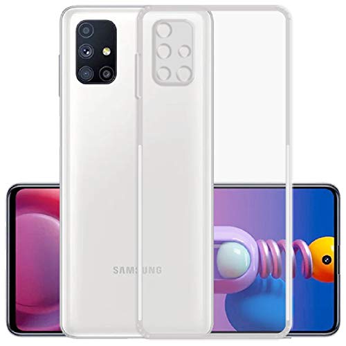 Image of Amazon Brand - Solimo Soft & Flexible Anti Dust Plug Back Cover for Samsung Galaxy M51 (Silicone | Transparent)