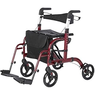Lifestyle Mobility Aids Lightweight Folding Translator - 2 in 1 Rollator and Transport Chairs (Red)