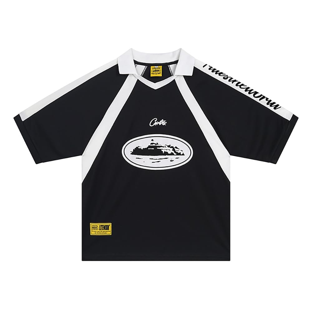 WangYangg Camiseta Corteiz, camiseta deportiva de club de fútbol, transpirable, de secado rápido, corteiz, camiseta deportiva de manga corta, uniformes, retro, con cuello en V, Y2K