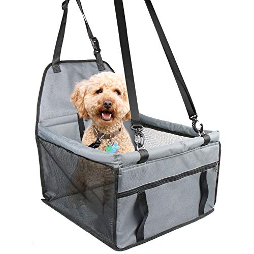 Zellar Dog Car Seat, Waterproof Dog Car Booster Seat with Seat Belt Harness and Headrest Strap, Pet Travel Carrier Cage for Dog Cat Puppy - Image 10