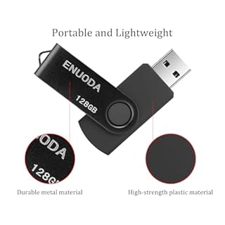 ENUODA Memory Stick 128GB USB 2.0 Flash Drives Swivel Design Storage Thumb Drive Pen Drive (Black)