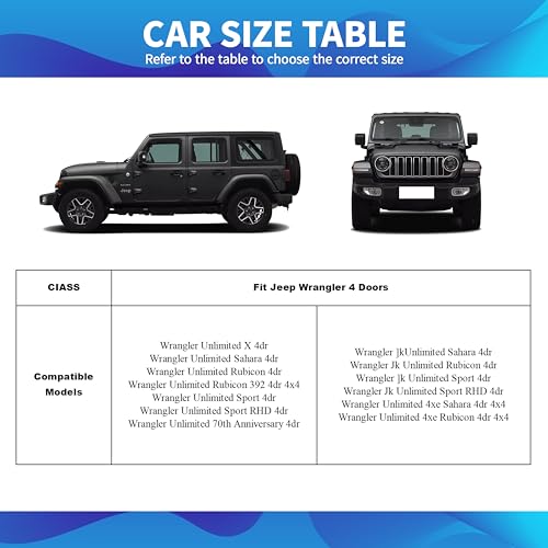 Image of Jeep Wrangler Cover Waterproof 2 Door, All Weather for Jeep Rain Cover for Automobiles, Outdoor Full Exterior for Jeep Covers Fits JK JL TJ YJ CJ