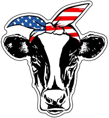 WickedGoodz American Flag Bandana Cow Vinyl Decal - Patriotic Sticker, for Tumblers, Laptops, Car Windows