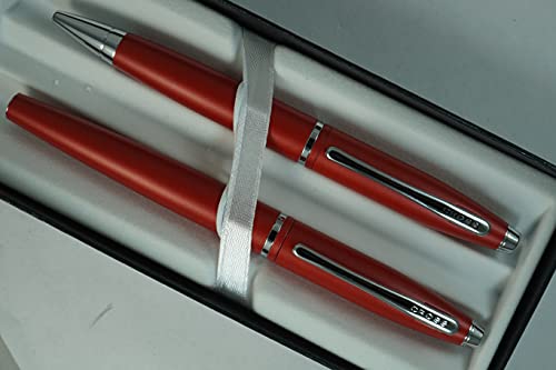 A.t. Cross Cross Matte Deep Red With, Polished Chrome Appointments And Signature Mid Band Calaise Selectip Black Gel Ink Rollerball Pen Ballpoint Set. A Great Gift Anyone Any Occasion #TOP5