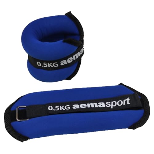 AemaSport Pesas para Tobillos y Muñecas – Tobilleras con Peso Lastre de 0,5kg – Lastres Tobillos para Fitness en Casa – Set de 2 Uds de 0,5kg Perfectas para Entrenamiento de Piernas y Tobillos