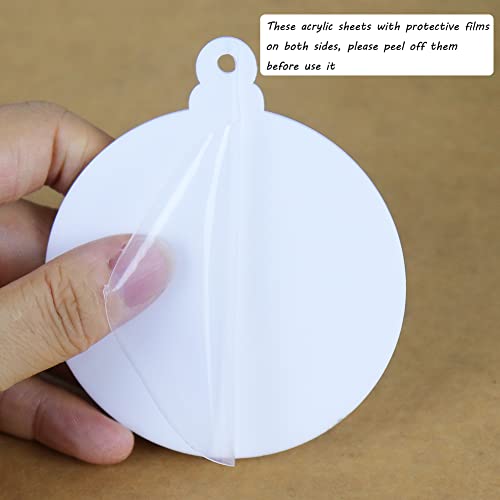 20Pcs 3 Inch Blank Acrylic Christmas Ornaments 2022 Light White Unfinished Round Acrylic Christmas Ornaments For Kids Diy Craft Hanging Ornaments For Christmas Tree Decoration Xmas Party Decorations #TOP4