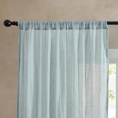 French Connection - Charter Crushed, Window Curtain, Set of 2 Panels, Semi Sheer, Modern Home Decor, Drapes for Living Room, Dining Room, Bedroom, Dorm, Measures 50x84 Pair, Aqua by French Connection - Image 4