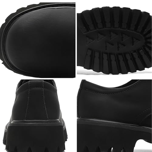 Men's Leather Platform Lace Up Oxfords Classic Wide Round Toe -Comfort Non-Slip Lug Sole Chunky Heel Casual Dress Business Derby Shoes2