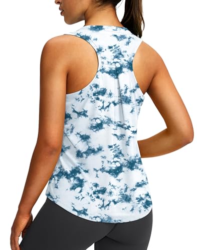 Image of Women's Workout Tops Racerback Athletic Tank Tops Sleeveless Loose Fit Yoga Running Gym Shirts for Women