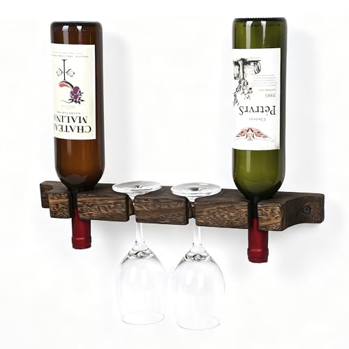 MITIME Wall Mounted Wooden Wine Racks, Wine Glass Racks, Hanging Racks, Glassware Racks, Bar Organizers, Home & Bar Decor. (1)