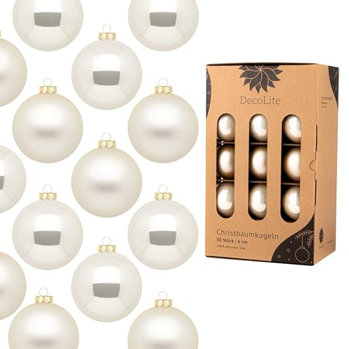 DecoLite: Weihnachtskugeln 6 cm Ø - 30er Set aus Glas inkl. Aufhänger |...