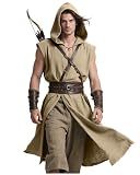 keland Camisa vikinga sin mangas para hombre, estilo medieval, falda con escudo LARP (albaricoque, L)