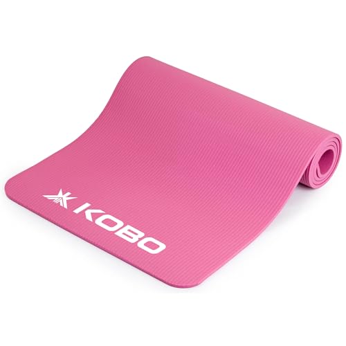 Image of Kobo NBR Multi-use Thick Non-Slip and Anti-Tear Exercise Athletica Yoga Mat with Carrying Strap for Hot Yoga and The Gym, Home Workout, Pilates, Physio, and Camping for Men & Women