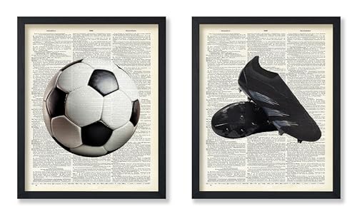 Monem Art 2-Piece Sports Poster - Soccer Print - Soccer Ball Illustration - Game Art - Soccer Cleats Graphic - Dictionary Visual - Great Gym or Office Wall Decor - 8x10 UNFRAMED Wall Decor