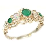  Anillo de Mujer de Plata de ley 925/1000 con Esmeralda y Ópalo 0.75 quilates - Talla 17 - Otros Tallas disponibles