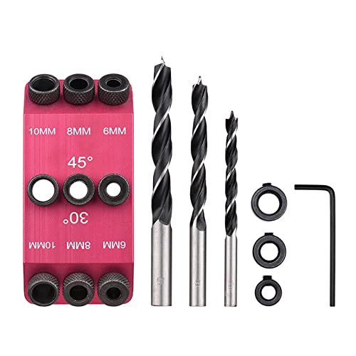 Drill Hole Guide Jig - 3 Sizes, 30-45-90 Degrees, Multi-angle Hole Locator for Cable Railing & Wood Post Kit (Red)