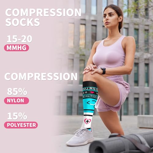 Image of Sooverki Compression Socks for Women & Men 6 Pairs is Best Supportive Knee High Stockings for Circulation, Travel, Nurses