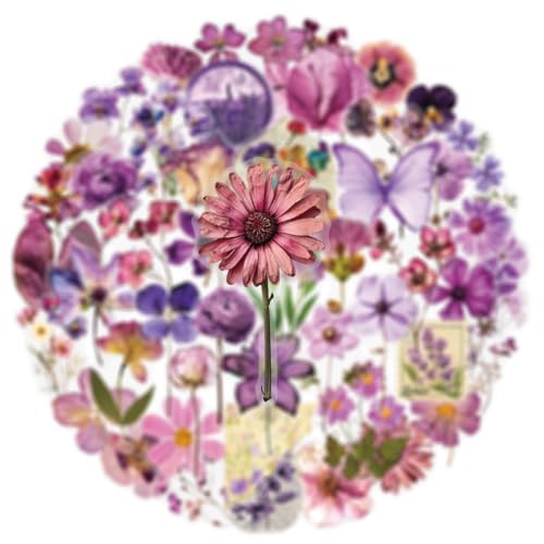 Image of 50PCS Transparent Flora Scrapbook Stickers, Flower-D | Vintage Aesthetic Flowers, Vinyl Waterproof, For Scrapbooks Travel Journal, For Water Bottles Laptop Phone
