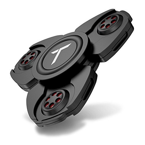 Trianium Fidget Spinner Pro Metal Series [Black] Phone Stress Reducer Figit Toy for Kid Adult [Easy Flick + Spin] Prime Ball Bearing Finger Spinner Hands Focus Toys Perfect for Anxiety,Autism,Boredom