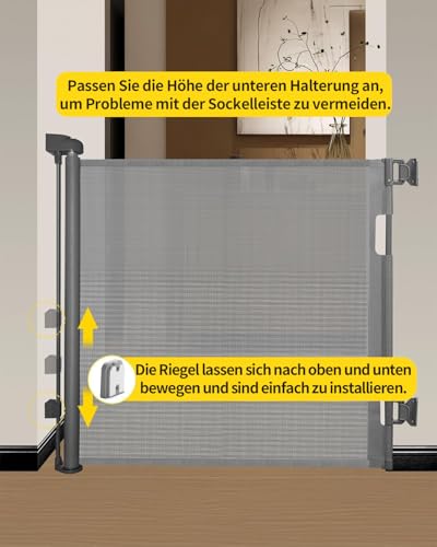 Patywaga 2 Pack Treppenschutzgitter Ausziehbar 0-140cm,Türschutzgitter Ausziehbar mit Treppenschutz & Kindersicherung Treppe - Universelles… – Ansicht 4
