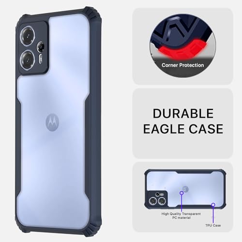 Image of Pikkme Moto G23 Back Cover | Crystal Clear Transparent Back | Ultra Hyrbid | Full Camera Protection | Raised Edge | Bumper Back Case (Blue)