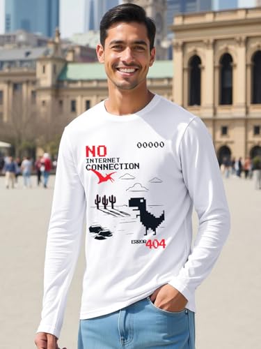 Image of Bewakoof Men's Graphic Print Regular Fit Full Sleeve Round Neck Cotton T-Shirt