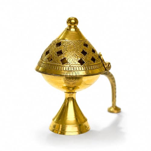 Image of DSH CRAFTING YOUR CURIOSITY Dsh Home Purifying Brass Dhuna Loban Burner Dhooni Dhoop Dani Dhuni Brass Table Dhoop Dani Incense Burner for Loban. (X-Small)
