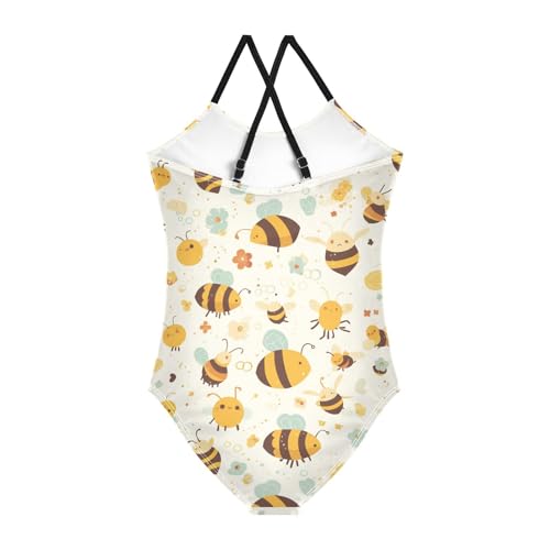 KLL Linear Bee Liquid Toddler Girl 1 Piece Swim Suit Beach Swimming Suits Adjustable Strap UPF 50+2