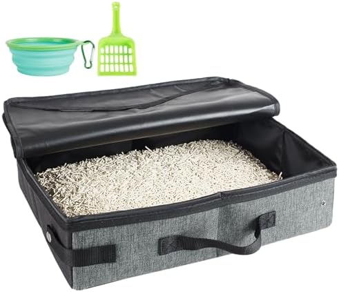 HiCaptain Foldable Cat Litter Box for Travel, Travel Litter Box w...