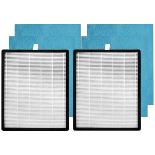 2 Set 142C KJ203F Replacement Filters for Colzer 142C, Puro XYGEN P500, Moo ka KJ203F, Simpure HP9 Air Purifiers, 2 Pack H13 Ture HEPA with High-efficiency Activated Carbon and 4 Pack Pre-filter