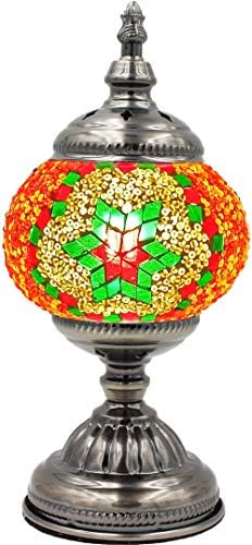 Mosaic Lamp, Stunning Handmade Turkish Moroccan Mosaic Glass Table Desk Bedside Lamp Light with Bronze Base (Multi-Colored 1)