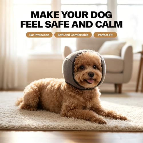 Image of Dog Ear Muffs, No Flap Ear Wraps for Dogs Hematoma - Waterproof Elastic Ear Cover with Calming Hoodie