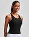 Workout Tops for Women Racerback Yoga Longline Padded Workout Tank Tops with Built in Bra Black