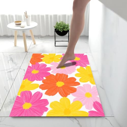 Tapis d'entrée paillasson fin super doux 50x80cm jaune