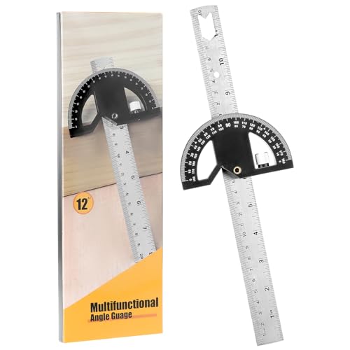 QWORK® Règle d'angle rapporteur, outil de jauge d'angle réglable,outil de mesure de 0 à 180 degrés pour l'amélioration de l'habitat et la menuiserie...