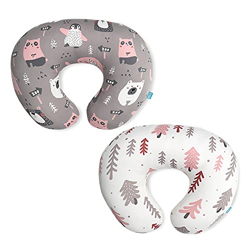 Image of BROLEX Stretchy Nursing Pillow Covers 2 Pack Nursing Pillow Slipcovers for Breastfeeding Moms,Ultra Soft Snug Fits On Infant Nursing Pillow,Jungle Animals