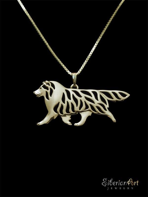 18K Yellow Gold Shetland Sheepdog Pendant Necklace Gift For Dog Lovers Dog Necklace Pet Jewelry Dog Memorial Dog Keepsake Dog Loss Pet Show Dog Rare Personalized Animal Jewelry Unique Birthday Gift