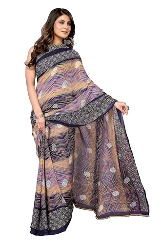 Yashika Women's Trendy Printed Georgette Color Saree with Blouse Material(AZ-YS-P1-KHUSHALI Yellow) (AZ-YS-P1-USHA-P