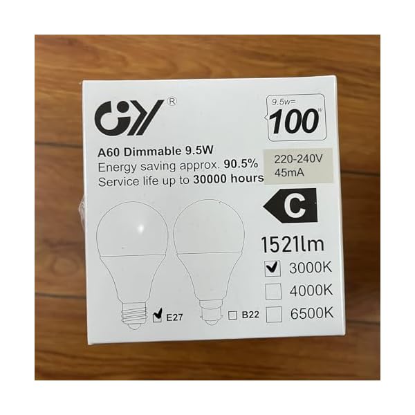 GY E27 LED Dimmbar Glühbirne, 9,5W 1521 Lumen Lampe, 100W Halogen Leuchtmittel ersetzt, Dimmbare Energiesparlampen, 3 stück – Bild 13