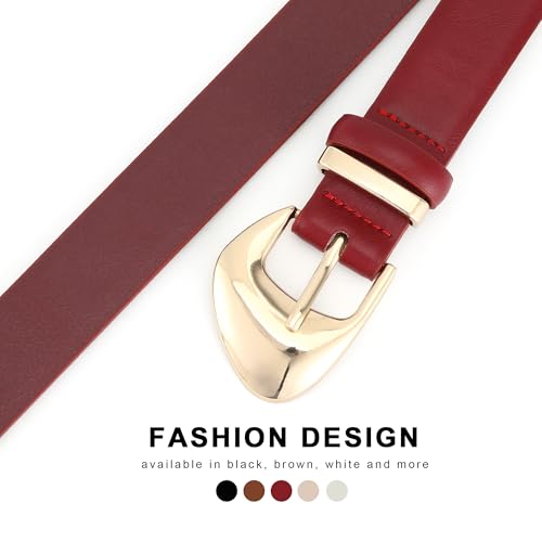 HOTWILL Women Belt for Jeans Dress Pants Gold Buckle Ladies Fashion Faux Leather Waist Belt4