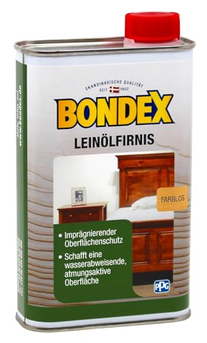 Bondex 352612 Leinölfirnis farblos 0,5 L für 11 m² - Wasserabweisender Schutz - Tiefenschutz und Hartölpflege auf Basis natürlicher Rohstoffe