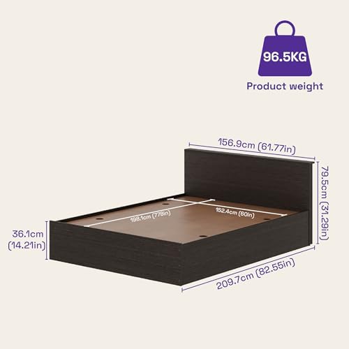 Image of Wakefit Bed | 1 Yr Warranty | Bed Queen Size, Comes with Storage Box, Noise-Free, Density: 680-750 kg /m, Termite & Borer Resistant, Fits Mattresses Up to 8 Inches (Taurus 78 x 60 - Wenge)