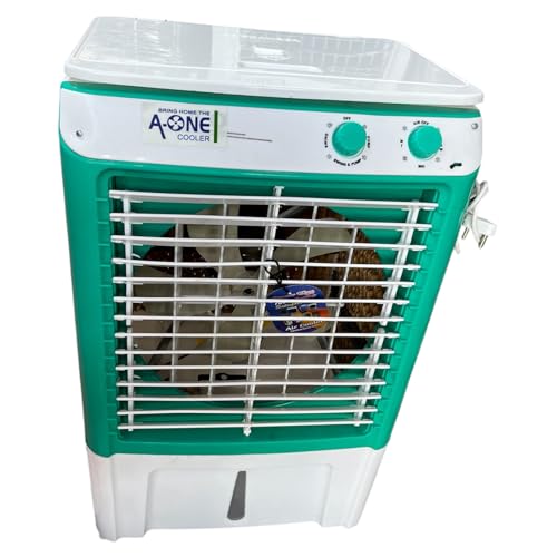 Image of AquaChill Air Cooler | 2-Speed Control | Water Tank | Turquoise & White 120 Watts