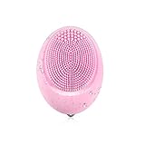 ZRO Sonic Facial Cleansing Brush Mini, Soft Silicone Egg-Sized Face Scrubber Brush Massager Waterproof Travel Size for Skin Gentle Exfoliation and Deep Cleansing, Not Rechargeable (Pink)