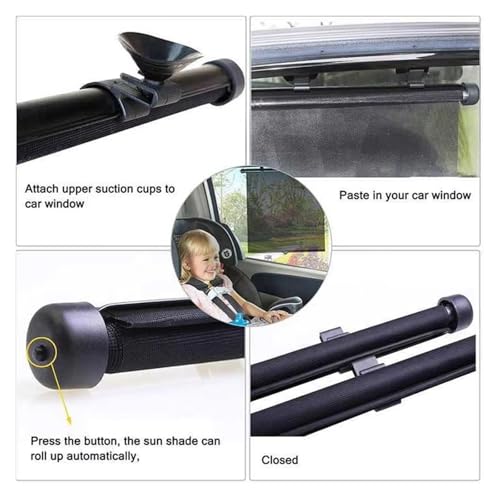 Pare-soleil rétractable pour voiture rideau de fenêtre latérale thermique à ventouse - 3
