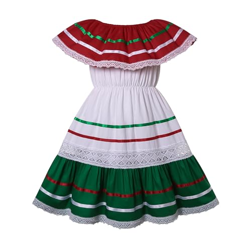 Pettigirl Baby Girl Traditional Mexican Festival Fancy Dress Newborn Infant Off The Shoulder Lace Clothing Outfit3